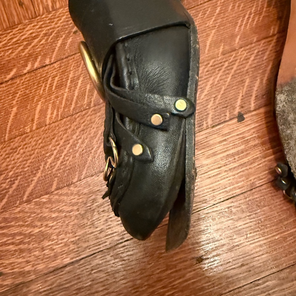 Black Leather Loafers with Gold Accents - Picture 3 of 4